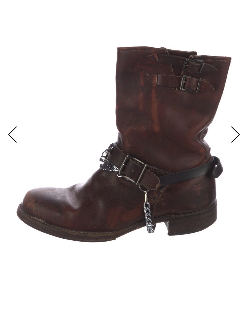 Frye Dark Brown Leather Engineer Boot with Silver Chain